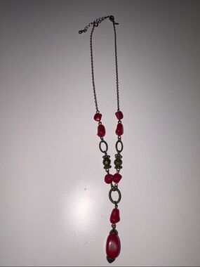 ❤️‍🔥3/10$❤️‍🔥Red Beaded Pendant Necklace